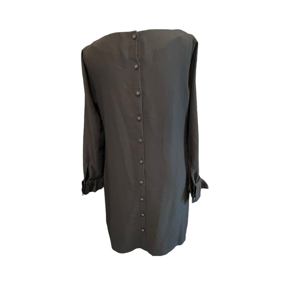 Banana Republic Dress sz 6 Black Long Sleeve Ruffle Classic Career Shift a28 - Picture 3 of 13